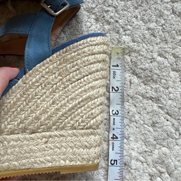 Kanna: Sky Blue Suede Espadrille Ankle Buckle Wedges NWOT Size 39 - Picture 11 of 13